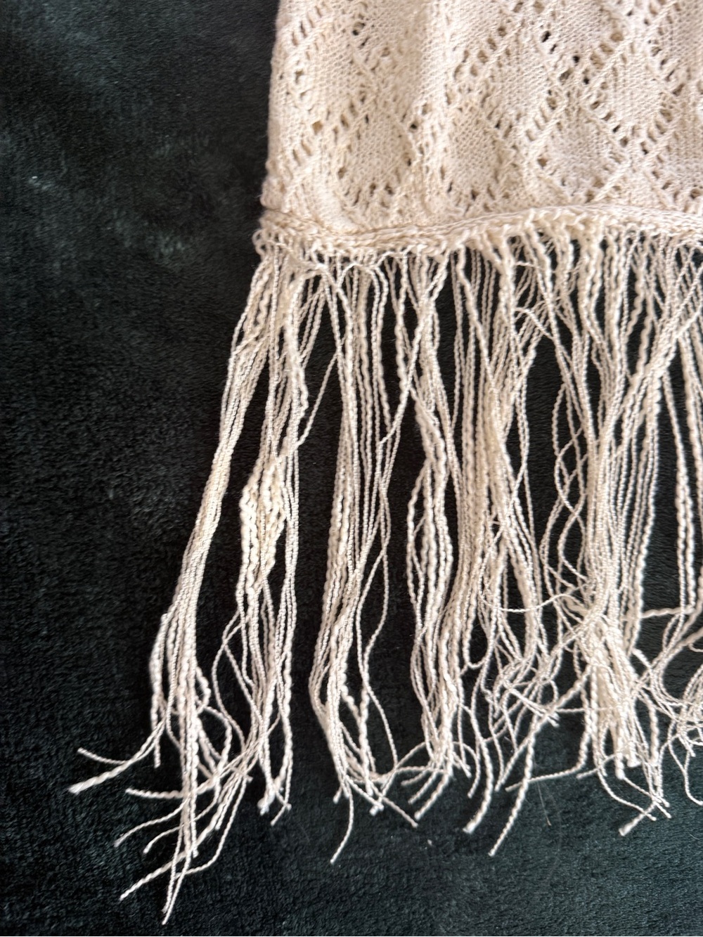 Miss Me Women's Acrylic Crochet Fringe Cropped Sweater - Picture 7 of 7